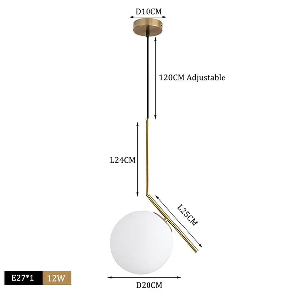 Danish Designer Pendant Light with white lampshade and brass fixture, adjustable height 120CM, modern style home decor