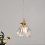 Classic Copper & Glass Floral Pendant Lamp