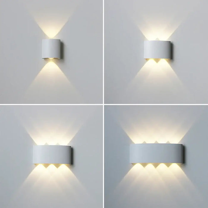 Bathroom Modern Waterproof LED Wall Lamp - Black or White with Gold IP65 showcasing a sleek minimalist design with dual light source.