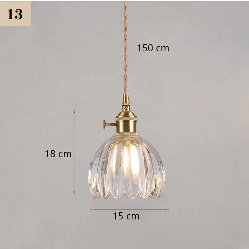 Classic Copper & Glass Floral Pendant Lamp