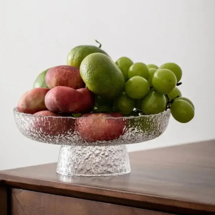 Bowls, Bowls, Bowls, Modern Stone Grain Textured Glass Fruit Tray - Elevated Design