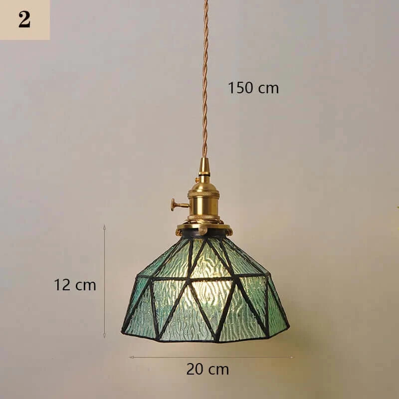 Classic Copper & Glass Floral Pendant Lamp