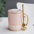 Luxury Ceramic Coffee Mug with Lid & Spoon