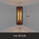 Exquisite Lobby Copper Luxury Wall Lamp! dimensions showing 30cm by 10cm with recommended G9 bulb usage.