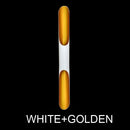 Nordic Glow Tubular Sconce in white and golden color combination against a black background.
