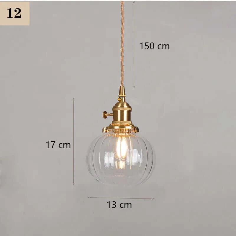 Classic Copper & Glass Floral Pendant Lamp