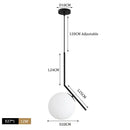 Danish Designer Pendant Light with adjustable height and modern design, featuring a white lampshade and included LED bulbs.