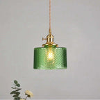 Classic Copper & Glass Floral Pendant Lamp