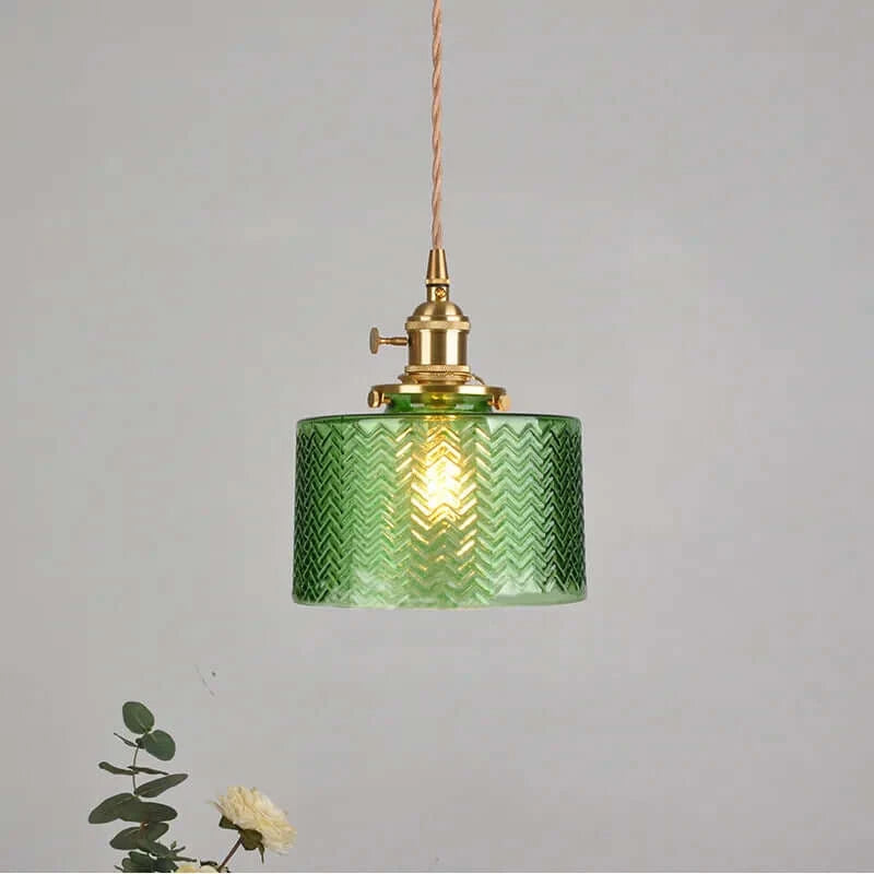 Classic Copper & Glass Floral Pendant Lamp