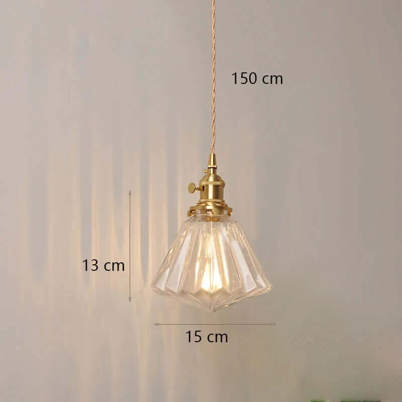 Classic Copper & Glass Floral Pendant Lamp