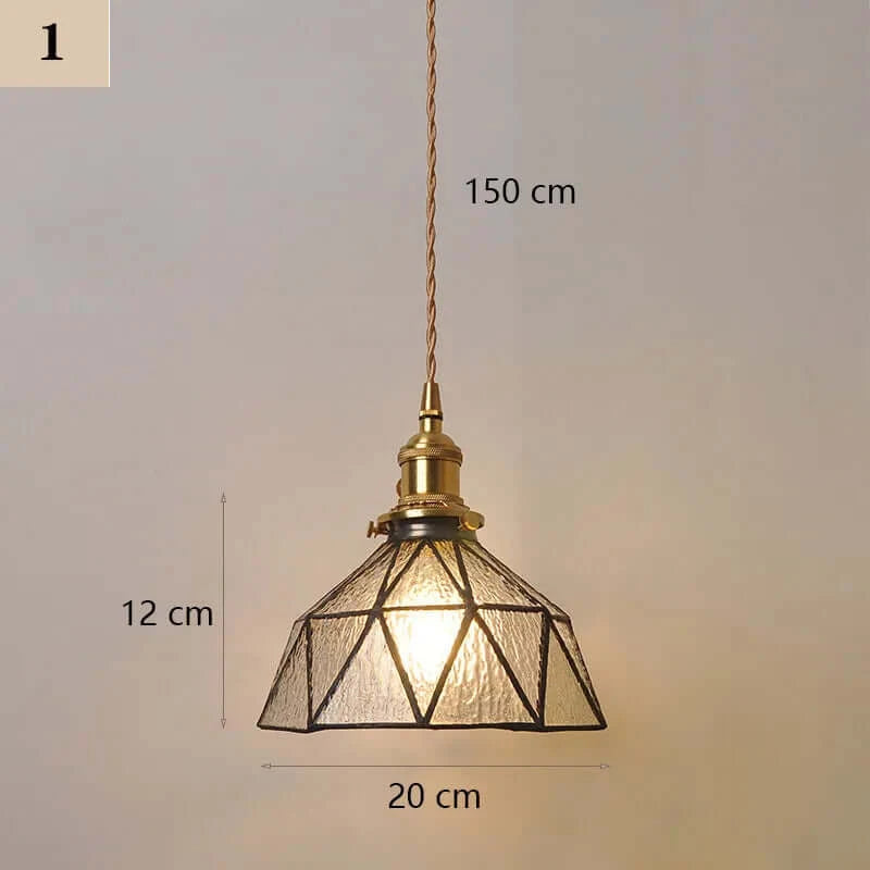 Classic Copper & Glass Floral Pendant Lamp
