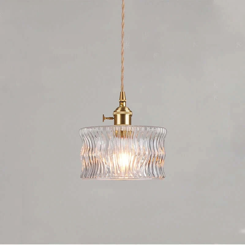 Classic Copper & Glass Floral Pendant Lamp
