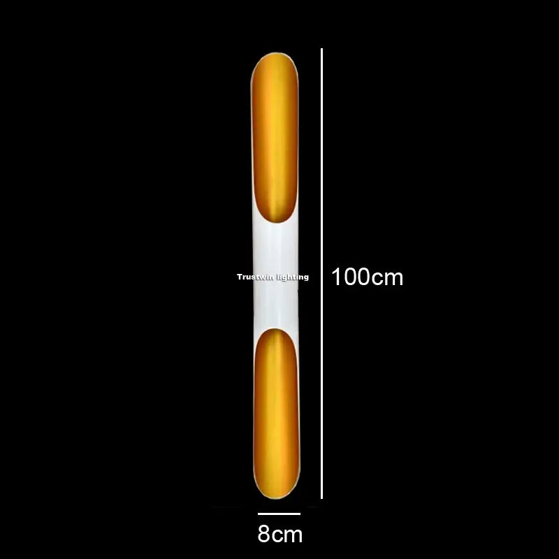 Nordic Glow Tubular Sconce dimensions 100cm x 8cm with gold and white color scheme