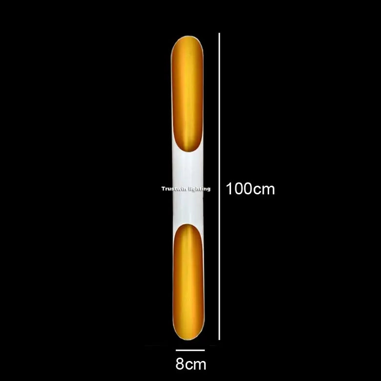 Nordic Glow Tubular Sconce dimensions 100cm x 8cm with gold and white color scheme