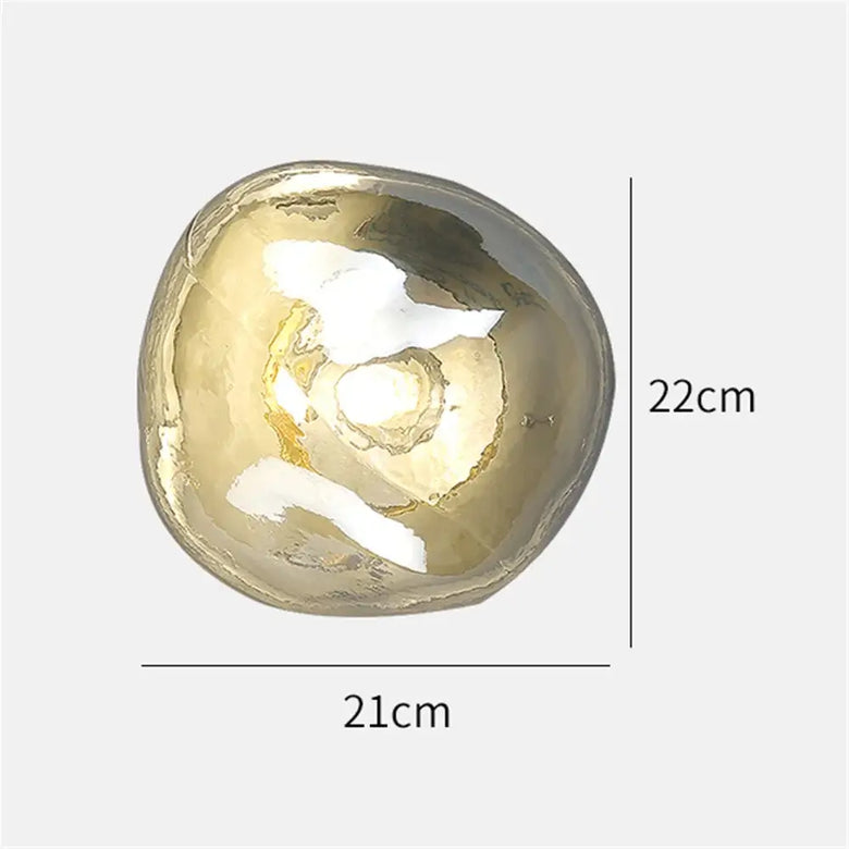 Lava Glass Wall Lamp design showing dimensions of 21cm by 22cm, emphasizing its stylish and modern aesthetic.