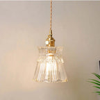 Classic Copper & Glass Floral Pendant Lamp