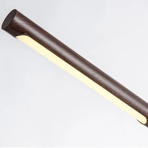 Modern Minimalist LED Table Lamp – Foldable Wood Grain Desk Light with Brass Base in wood grain finish.