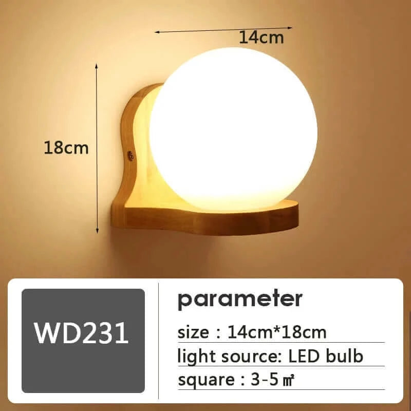 Wall Light Fixtures, Wall Light Fixtures, Wall Light Fixtures, Wood and Frosted Glass Japanese Minimalist Sconces