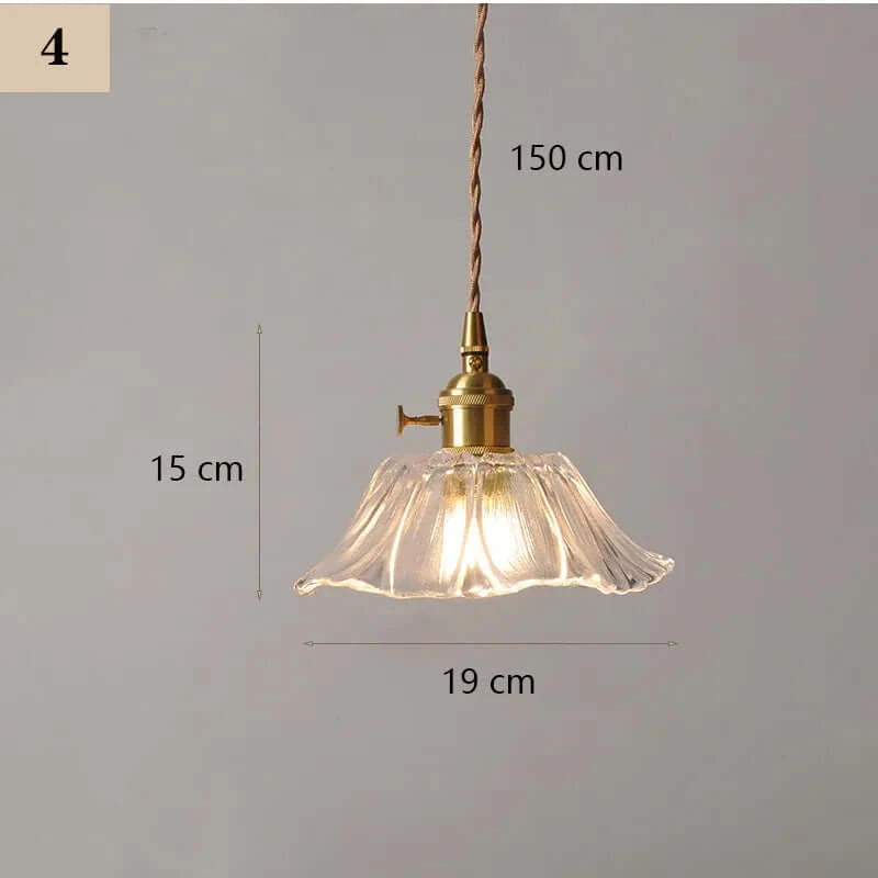 Classic Copper & Glass Floral Pendant Lamp