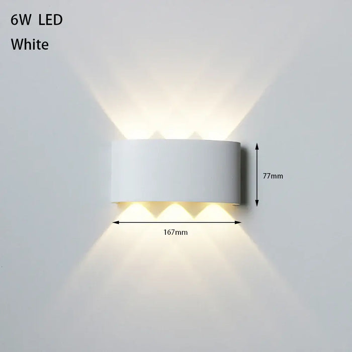 Bathroom Modern Waterproof LED Wall Lamp - Black or White with Gold IP65 showcasing sleek white design and dual illumination.