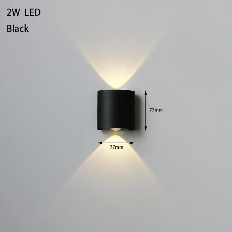 Bathroom Modern Waterproof LED Wall Lamp - Black or White with Gold IP65 mounted on wall.
