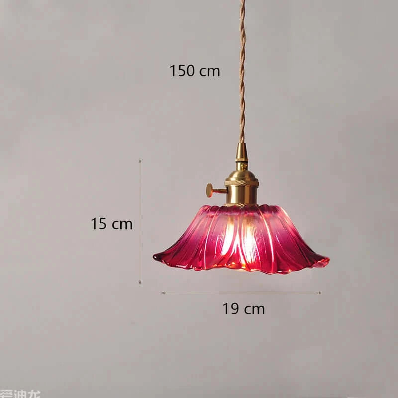 Classic Copper & Glass Floral Pendant Lamp