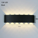 Bathroom Modern Waterproof LED Wall Lamp - Black or White with Gold IP65, sleek black design with dual light sources.