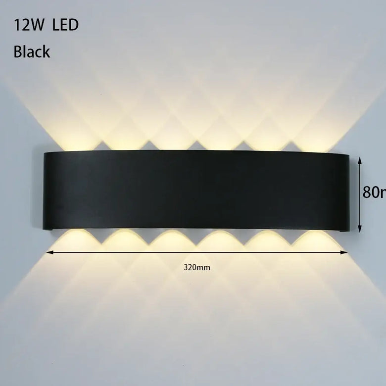 Bathroom Modern Waterproof LED Wall Lamp - Black or White with Gold IP65, sleek black design with dual light sources.
