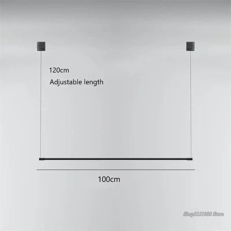 Super Simple Line Lighting | Modern LED Pendant Lamp with adjustable length of 120cm and 100cm width.