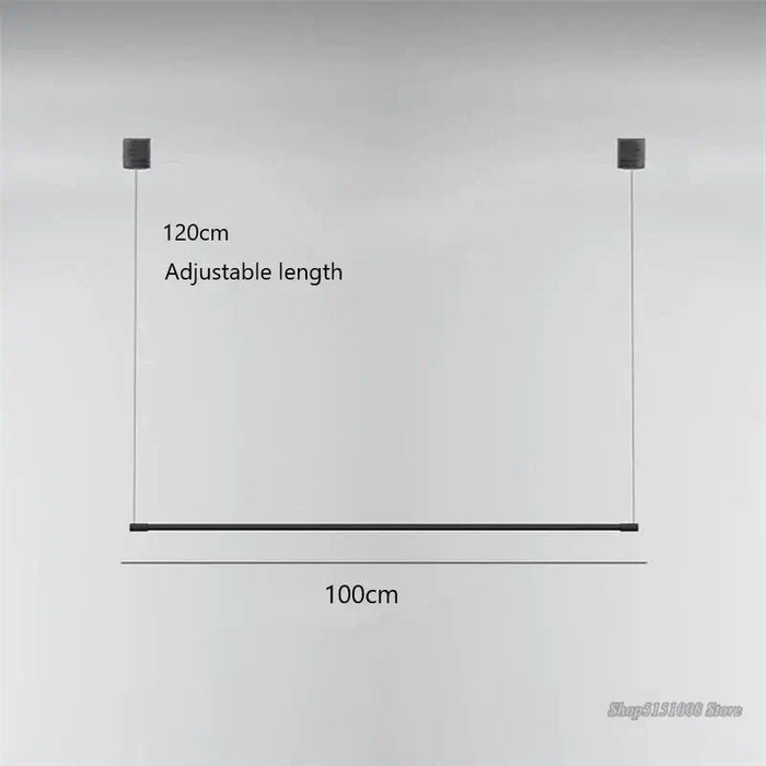 Super Simple Line Lighting | Modern LED Pendant Lamp with adjustable length of 120cm and 100cm width.