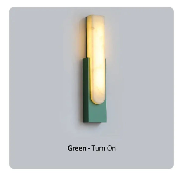 Luxury LED Marble Wall Lamp – Modern Sconce for Home & Hotel in green with warm light.