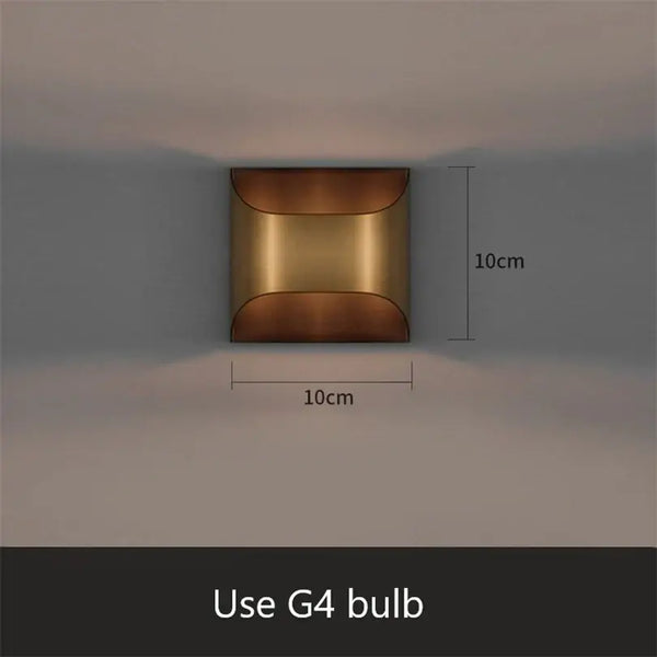 Exquisite Lobby Copper Luxury Wall Lamp! showing dimensions and recommended G4 bulb for modern lighting.