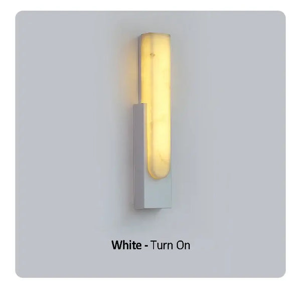 Luxury LED Marble Wall Lamp – Modern Sconce for Home & Hotel in white, showcasing warm light and sleek design.