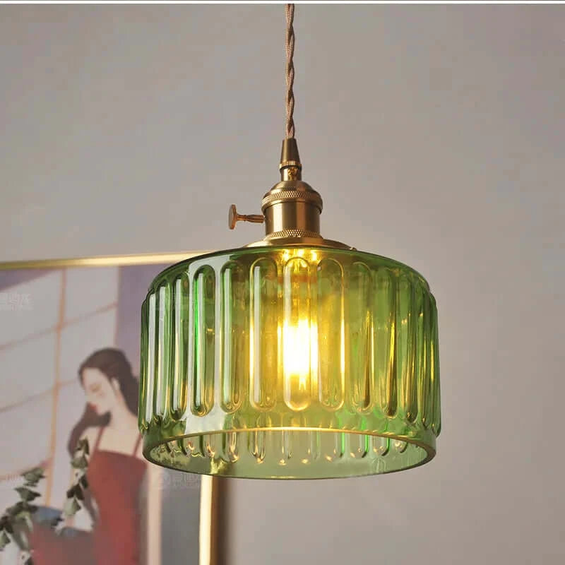 Classic Copper & Glass Floral Pendant Lamp
