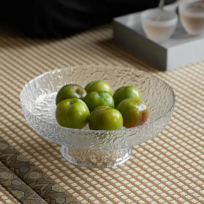 Bowls, Bowls, Bowls, Modern Stone Grain Textured Glass Fruit Tray - Elevated Design