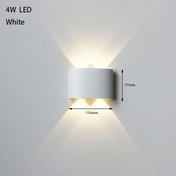 Bathroom Modern Waterproof LED Wall Lamp - Black or White with Gold IP65, white 4W LED wall lamp with up and down illumination.