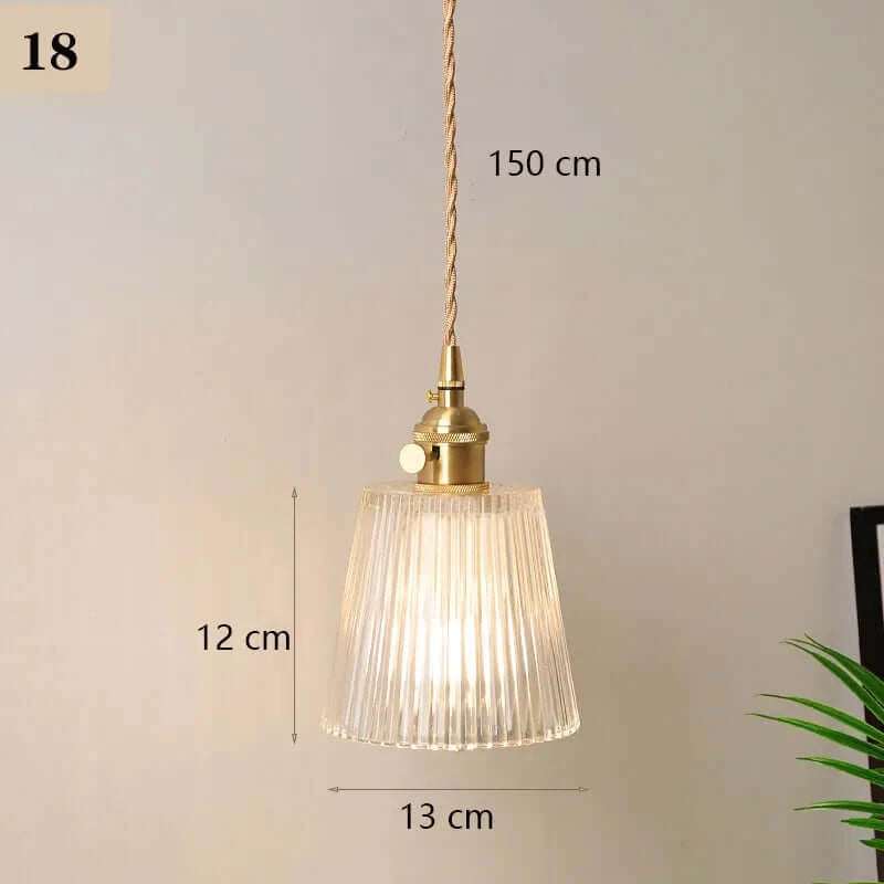 Classic Copper & Glass Floral Pendant Lamp