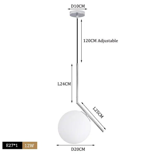 Danish Designer Pendant Light with modern style and adjustable hanging length, featuring a white lampshade and included LED bulbs.