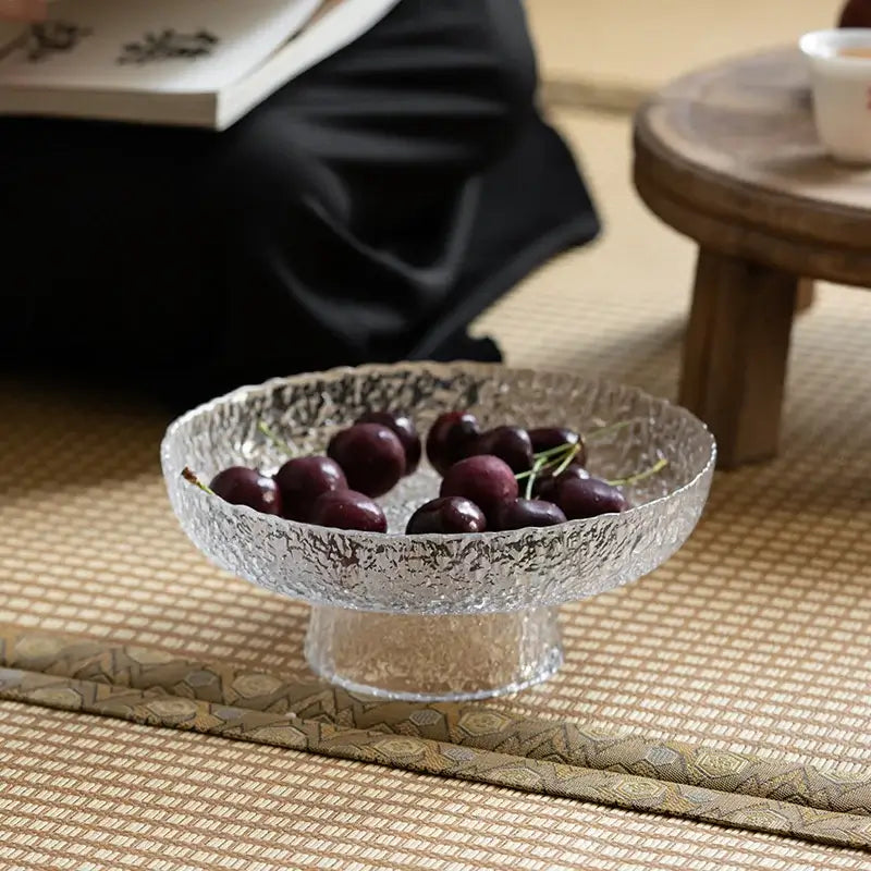 Bowls, Bowls, Bowls, Modern Stone Grain Textured Glass Fruit Tray - Elevated Design