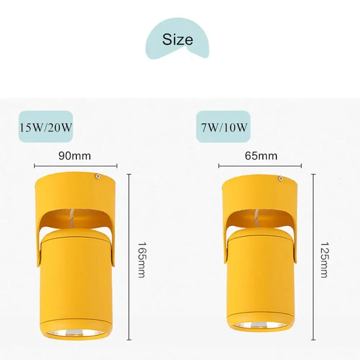 Kitchen Ceiling Lights size comparison showing dimensions for 15W/20W and 7W/10W options.