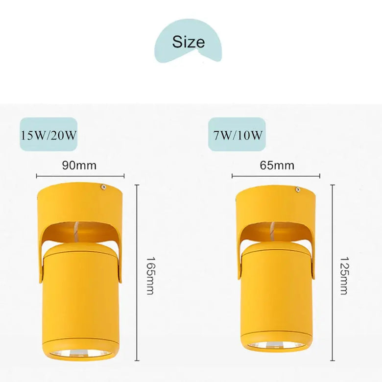 Kitchen Ceiling Lights size comparison showing dimensions for 15W/20W and 7W/10W options.