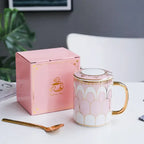 Luxury Ceramic Coffee Mug with Lid & Spoon