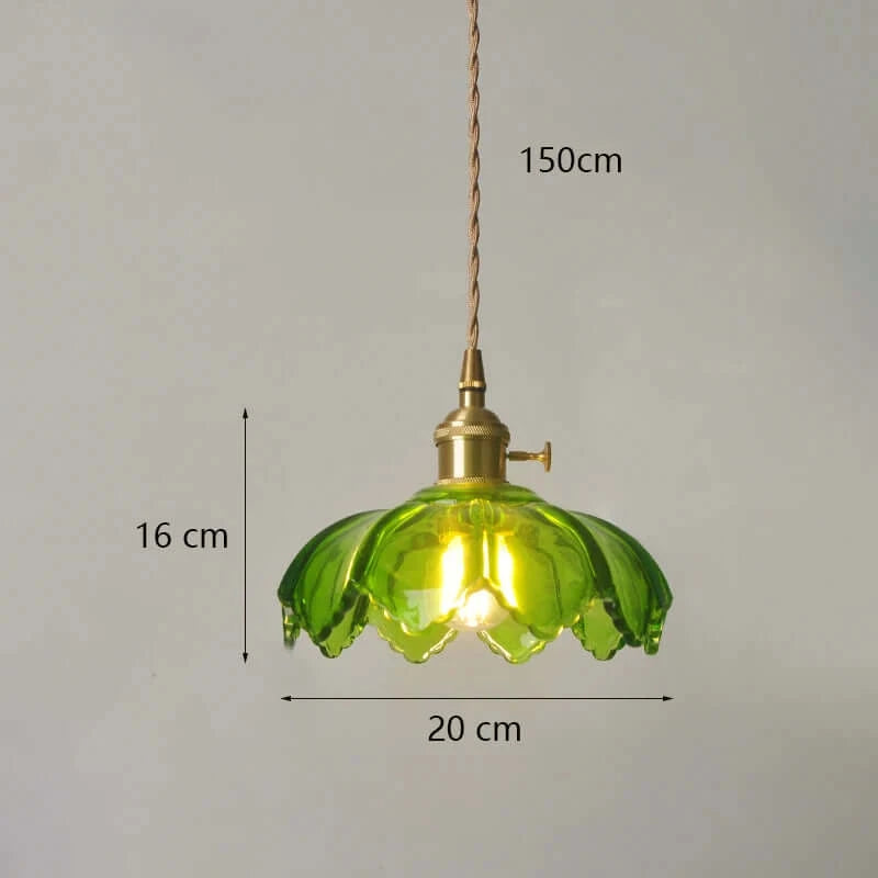 Classic Copper & Glass Floral Pendant Lamp