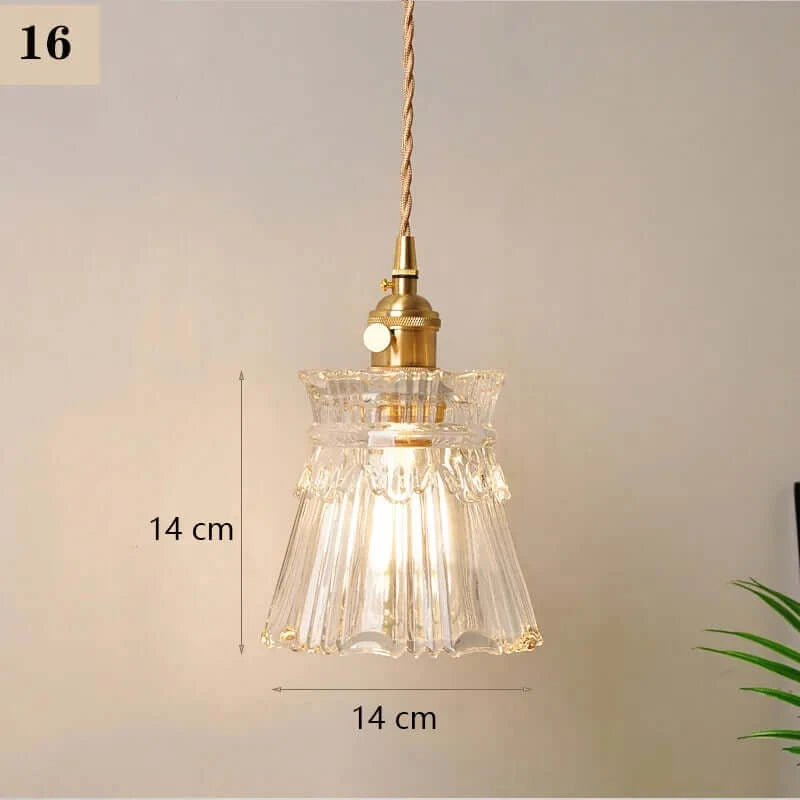 Classic Copper & Glass Floral Pendant Lamp
