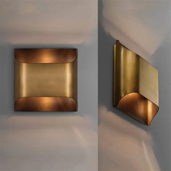 Exquisite Lobby Copper Luxury Wall Lamp! showcased from front and side angles on a smooth wall.