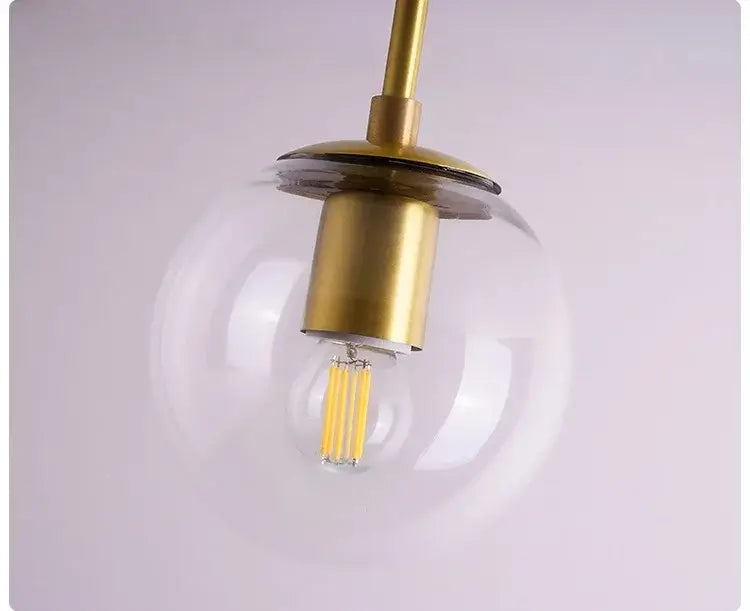 Brushed Brass Glass Globe Semi-Flush LED Ceiling Light