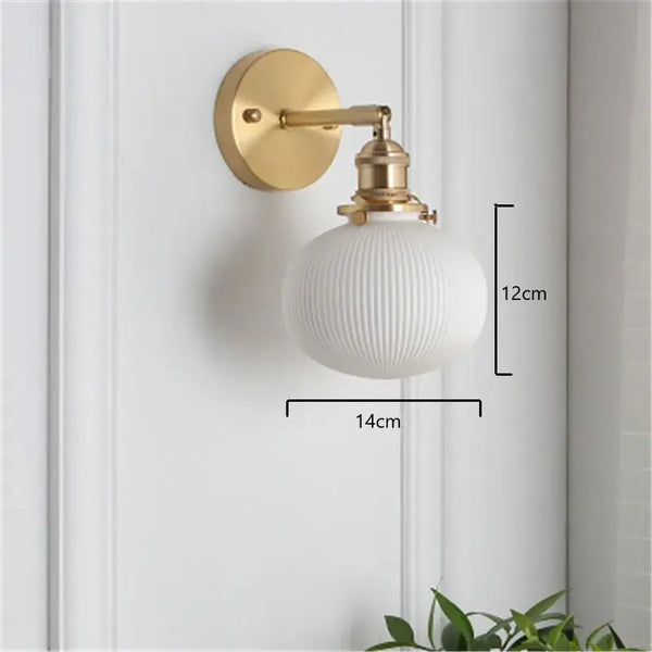 Timeless Elegance: Nordic White Porcelain Wall Lamp with gold mount and white porcelain design