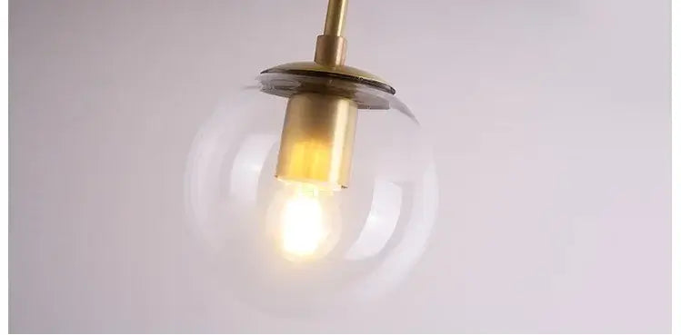Brushed Brass Glass Globe Semi-Flush LED Ceiling Light