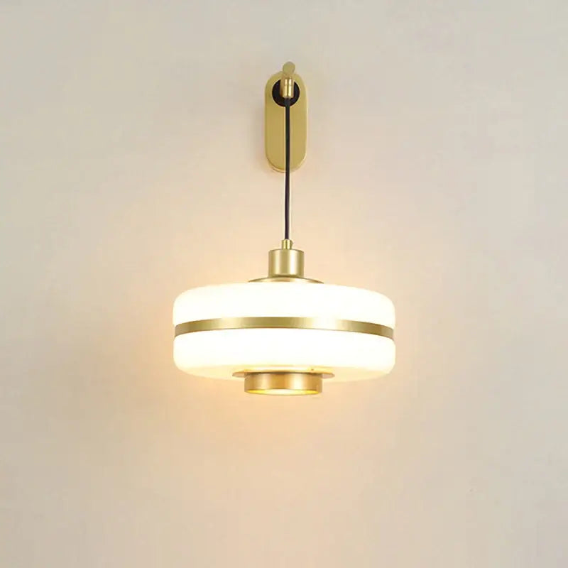 Milky Glass Gold Art Deco Pendant Light