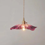 Classic Copper & Glass Floral Pendant Lamp